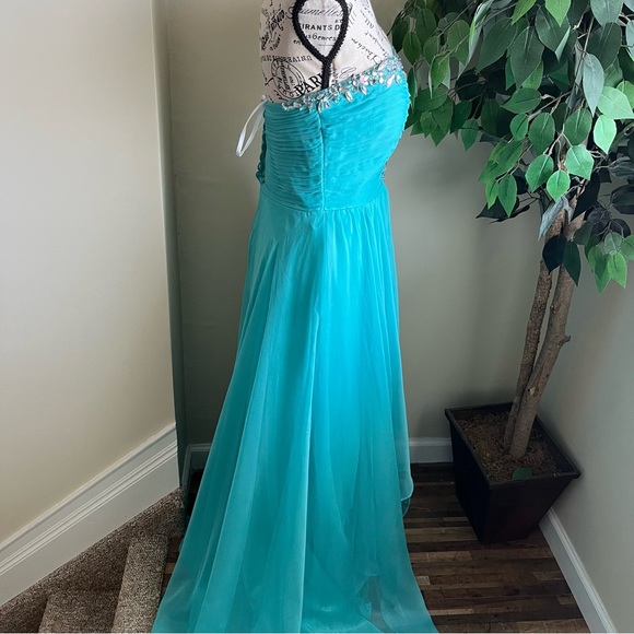 EVA USA Strapless Embellished Floor Length Gown Turquoise Sz M - Picture 7 of 16